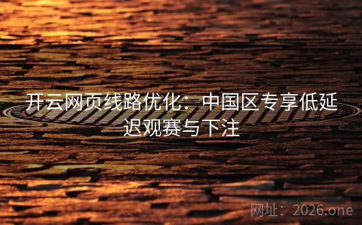 开云网页线路优化：中国区专享低延迟观赛与下注